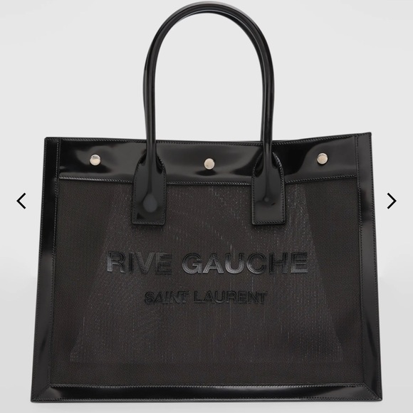 Saint Laurent Large Rive Gauche Logo Canvas Tote - Picture 5 of 9